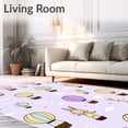 thumbnail image 2 of ODIKA 3'x5' Machine Washable Non-Slip Area Rug, Enchanted Forest Creatures Soaring Through Dreamy Sky Clouds High Traffic Rug, Purple, 682598, 2 of 7