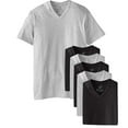 thumbnail image 2 of Hanes Best Men's Short Sleeve V-Neck Cotton Tagless T-Shirts, 6 Pack (Black/Heather Grey, 2XL), 2 of 2