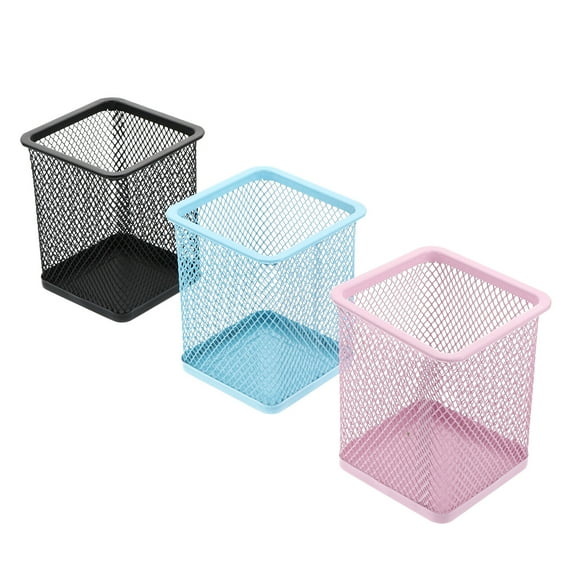 Metal Mesh Pen Holder 3 Pcs Gel Container Pencil Lead Pencils Cup for Desk Iron Office