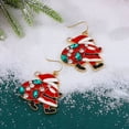 thumbnail image 4 of Christmas Santa Claus Dangle Hook Earrings for Women CZ Xmas Holiday Festival Party Huggie Hoops Drop Earring, 4 of 6