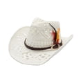 thumbnail image 3 of sususu Straw Cowboy Hat, Western Cowgirl Hat, Wide Brim Sun Beach Hat for Women White, 3 of 4