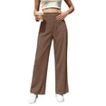 thumbnail image 2 of BRELIL Women's High Waisted Wide Leg Trousers with Pockets Casual Streetwear Long Pants Baggy Loose Fashion Outfits Solid Workout Palazzo, Coffee S, 2 of 6
