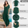 thumbnail image 4 of Vestido a juego con cuello en V, casual, holgado, manga corta, maxi con bolsillo, 4 of 4