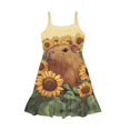 thumbnail image 4 of Uourmeti Girls Capybara Dresses Causal Spaghetti Straps Swing Dresses for Little Girls Soft A Line Midi Tiered Sundress Kids Cartoon Capybara Outfit for Summer, 4 of 6