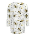 thumbnail image 4 of Bee Festival 3/4 Length Sleeve Womens Tops Round Neck Loose Spring Tee Shirts Dressy Casual Print Blouses Tunic, 4 of 6