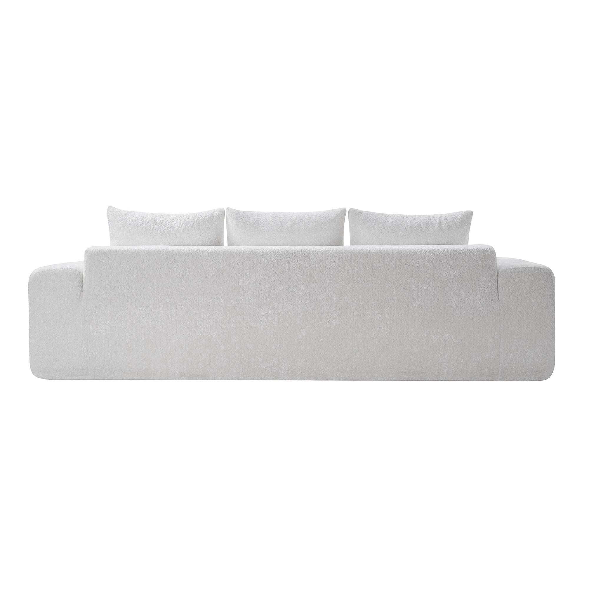 AENKYO 100" Curved Cloud Boucle Sofa, Modern 3-Seater Sculptural Couch, No Assembly, Cloud White