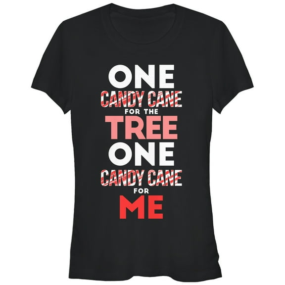 Junior's CHIN UP Christmas Candy Cane for Me  Graphic Tee Black Small