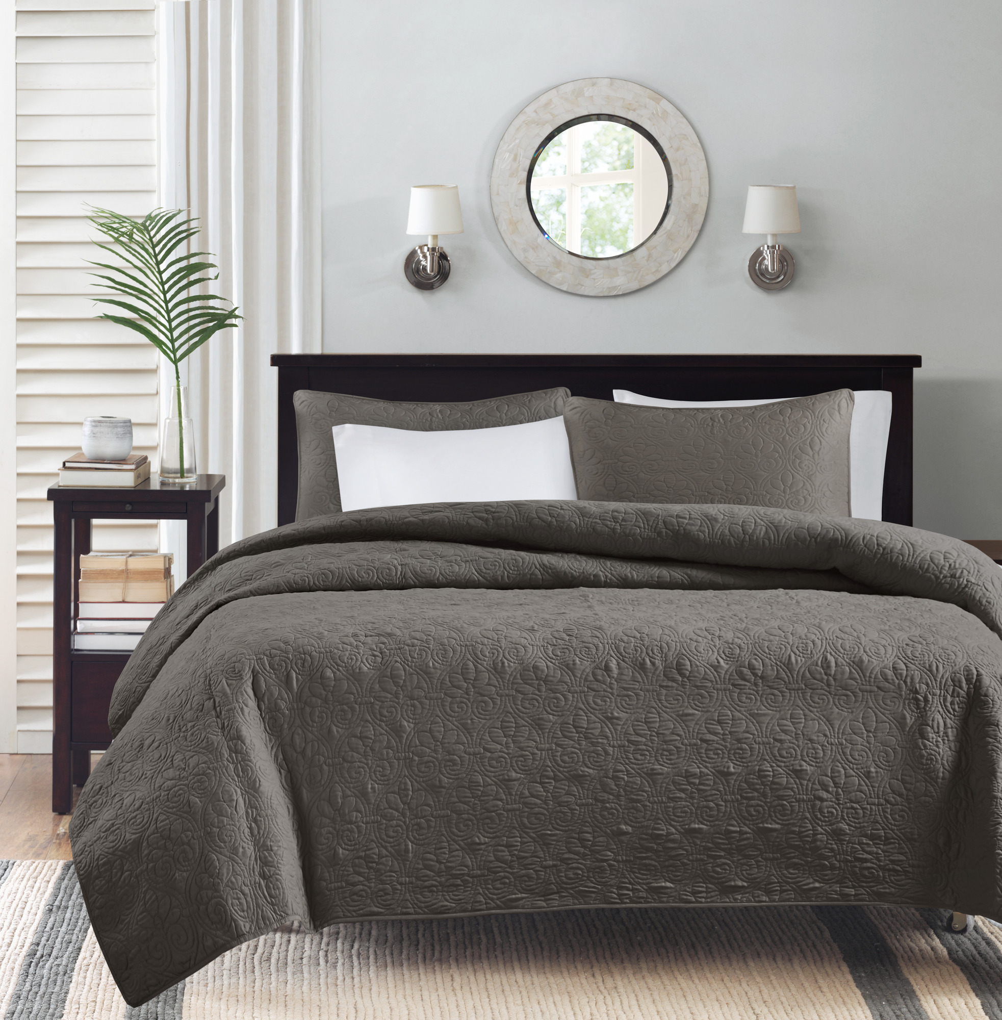 Home Essence Vancouver Super Soft Reversible Coverlet Set, Full/Queen, Dark Grey - image 2 of 13