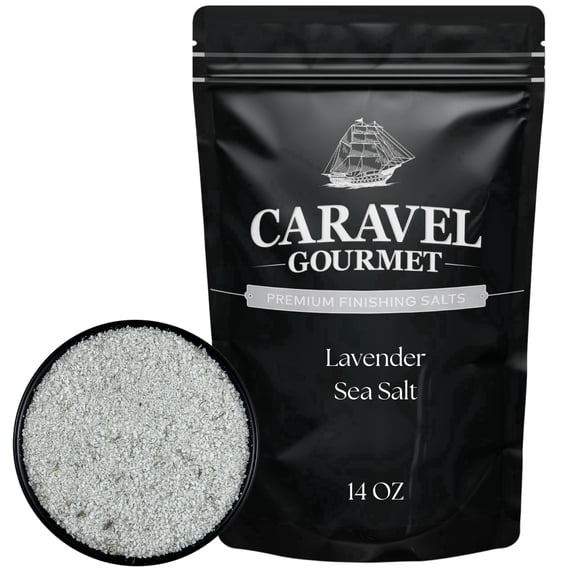 Caravel Gourmet Lavender Sea Salt for Cooking, Roasting, Salad, Rubs, and Marinade, 14 oz Refill Pouch