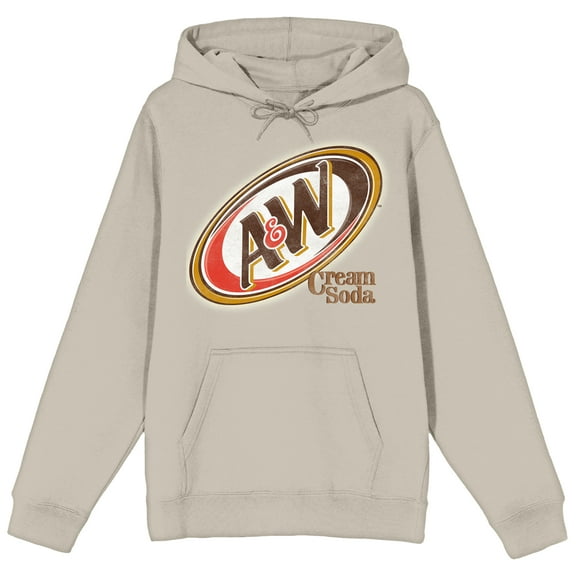 A&W Logo Art Adult Natural Long Sleeve Hooded Sweatshirt-Medium
