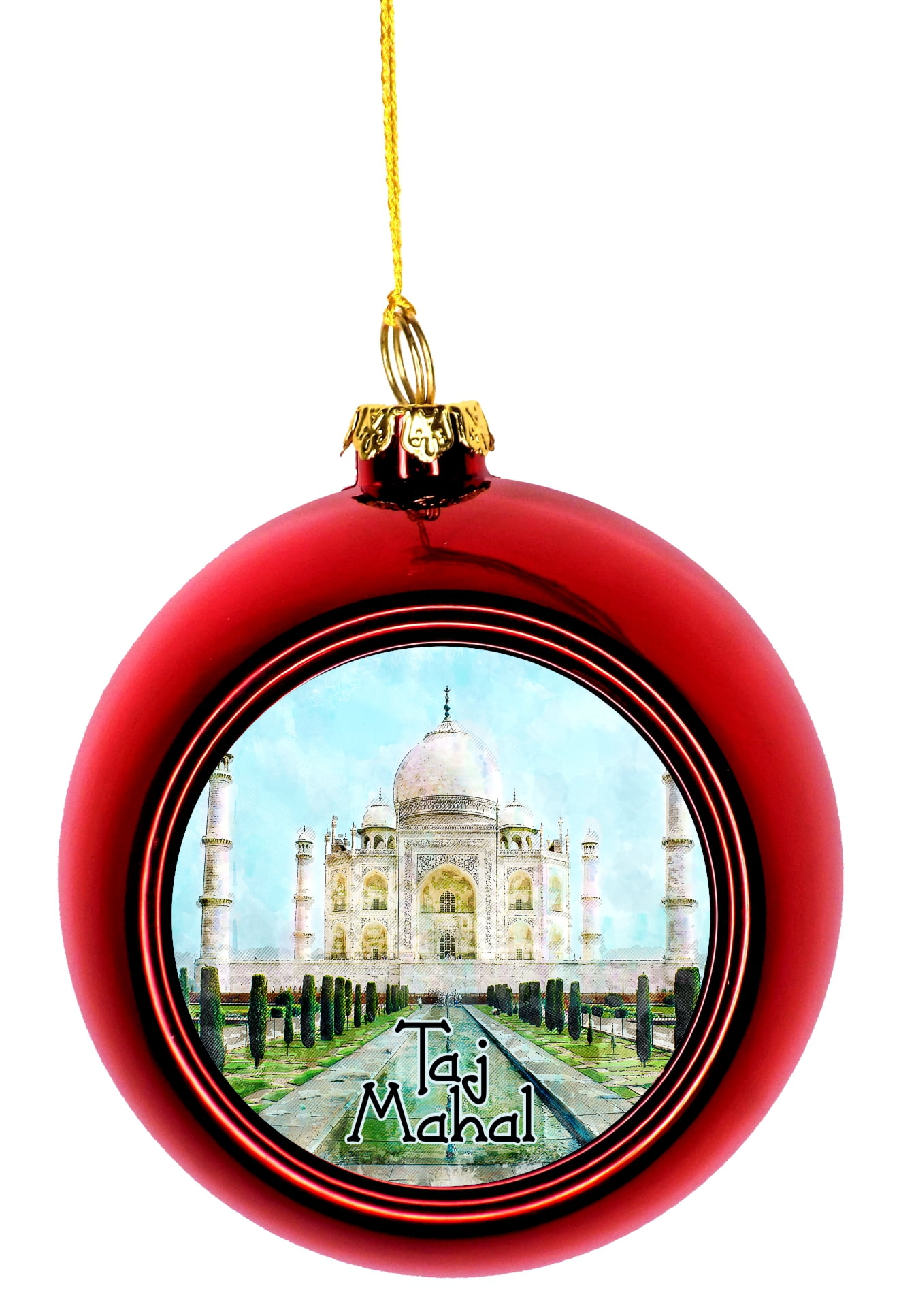 Christmas Ornaments Travel Taj Mahal India Ball Ornaments Red