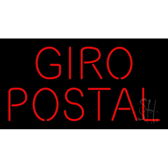 Red Giro Postal LED Neon Sign 20 x 37 - inches, Black Square Cut Acrylic Backing, with Dimmer - Bright and Premium built indoor LED Neon Sign for Defence Force.