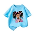 thumbnail image 2 of Spazoro Toddler Girls T-shirts, Crewneck Casual Summer Graphic Tee Short Sleeve Tops Light Blue Size 3-12T, 2 of 3