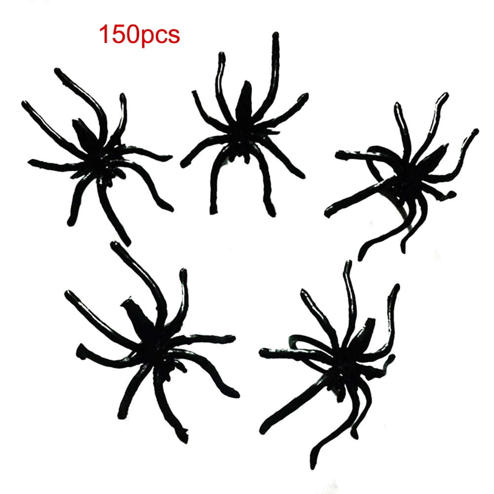firlar 150 Pcs Plastic Spider Ring Black Halloween