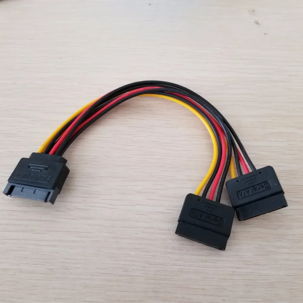 SATA Adapter to Dual 15Pin Power Cable Y Splitter Female  Male Pure Copper with Buckle for PC Chassis DIY