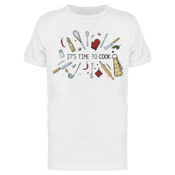 Utensils Its Time To Cook T-Shirt Men -Image by Shutterstock, Male XX-Large