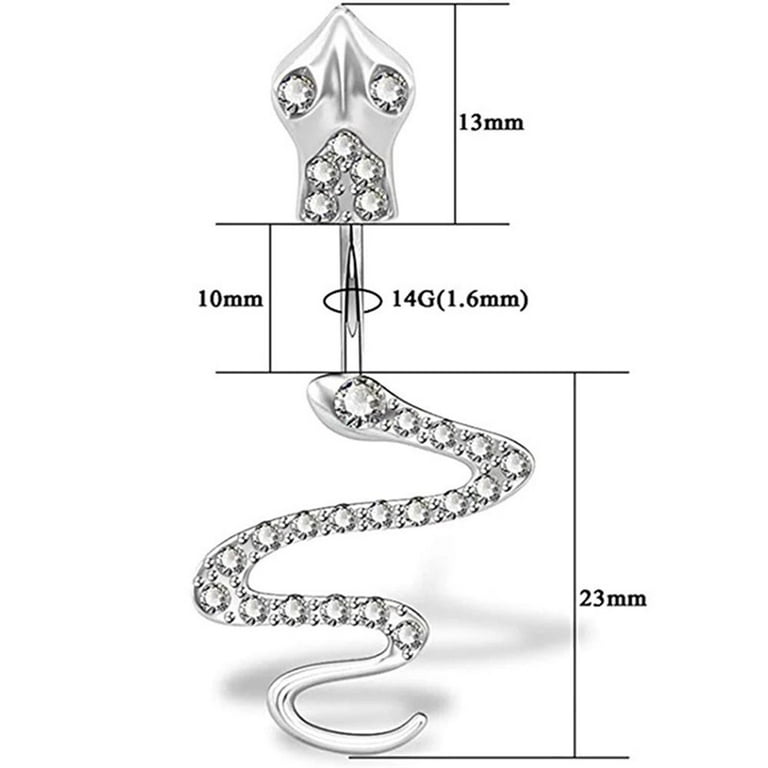 Beach Accessories Belly Piercing Women Lady Body Piercing Jewelry Snake Belly Button Ring 14G 316L Surgical Steel Belly Bar Navel Rings 09