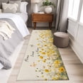 thumbnail image 4 of Runner Rug 2'x6', Spring Yellow Floral Washable Non-Slip Hallway Runner Rugs, Farmhouse Country Flower Butterfly on Linen Bedside Rugs Floor Mats Carpet Runners for Kitchen Bathroom Laundry Room, 4 of 8