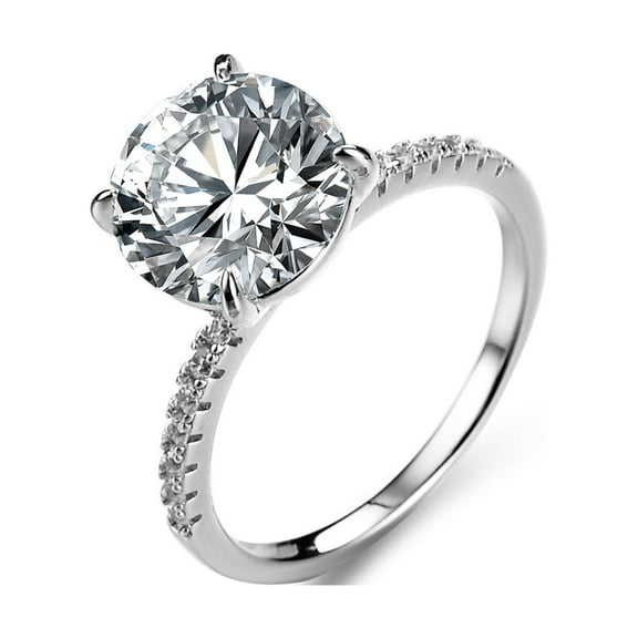 5 Carat D Color VVS1 Moissanite Engagement Rings for Women, S925 Sterling Silver Round Cut Diamond Wedding Rings for Anniversary Birthday with Certificate