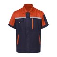 thumbnail image 3 of Sxiwei Men's Work Coat Jacket Reflective Multiple Pockets Workwear Workshop for Machine Workers Orange&Navy Blue 165/M, 3 of 7