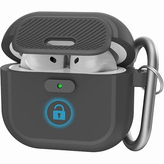 mjw001 AirPods 4 Case - [with Lock] 2024 Silicone Case for Apple AirPods 4 Generation with Active Noise Cancellation, Secure Lock Case Cover for AirPod 4 Gen for Women/Men (Black)