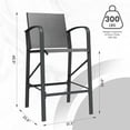 thumbnail image 6 of Outdoor Bar Stools Set of 2 Bar Height Outdoor Chairs with Back and Armrest Metal Frame (Dark Grey), 6 of 8