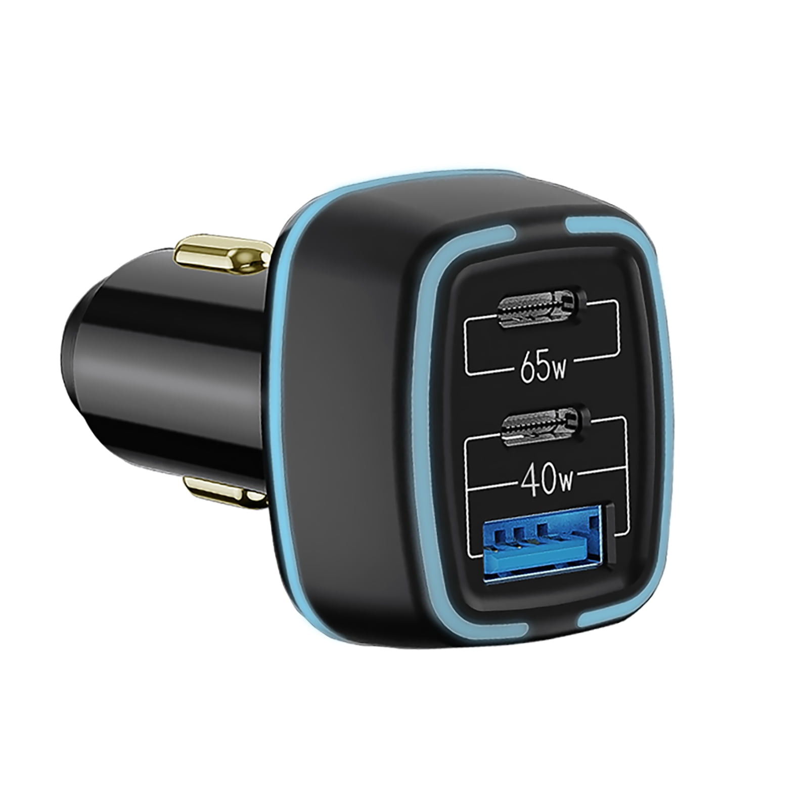 105W USB C Car Charger Adapter 3 Port PD 65W  Super Fast Charging LED Lighter Car Phone Charger Adapter for iPhone 13 12