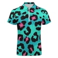 thumbnail image 4 of Blue Pink Leopard Skin Men Zipper T-shirt Summer Casual Short Sleeve T-shirt Top, 4 of 7