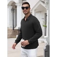 thumbnail image 4 of COOFANDY Long Sleeve Polo Shirts for Men Knit Polo Sweater Lightweight Ribbed Pullover Sweater for Men Casual Collared Shirts for Daily Life, Business and Sports in Autumn and Winter, 4 of 7
