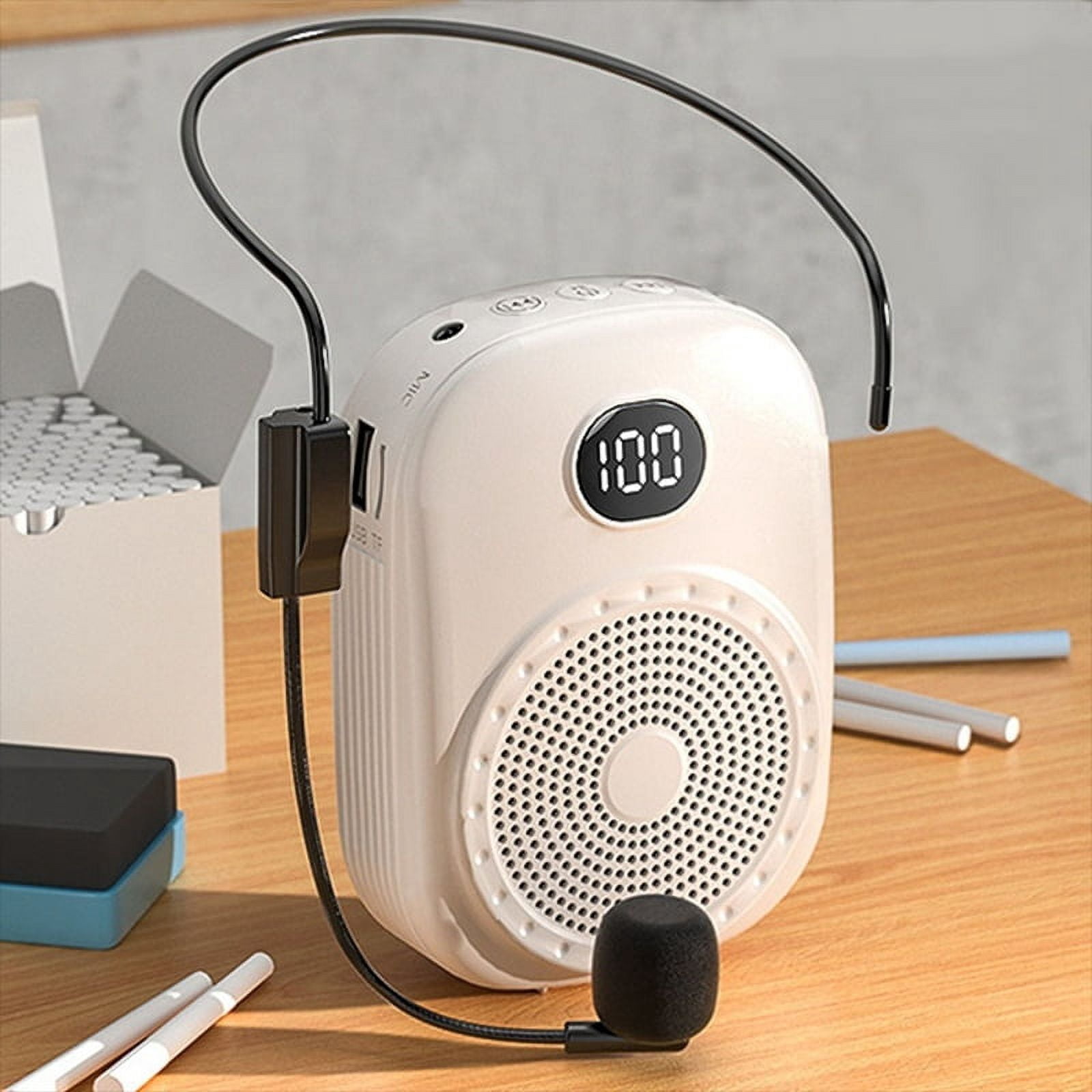 Wireless Voice Amplifier Multifunctional Portable Personal Voice Speaker with Microphone Display for Teachers Speech A