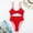 Red, variant on Babysbule Swimsuits for Women Women Solid Color Hollow Out Siamese Swimsuits Bikini Print Beachwear Set
