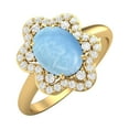 thumbnail image 2 of 8x6mm Oval Shape Larimar 925 Silver Yellow Plated Engagement Women Valentines Day Gifts Ring, 2 of 4