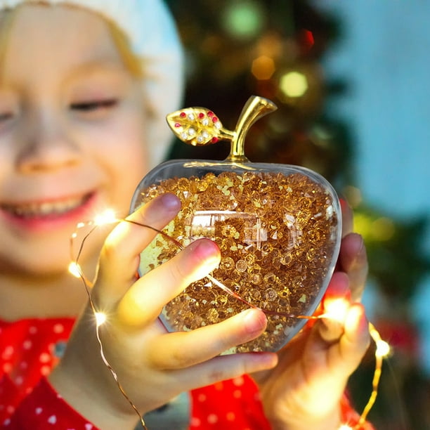 Manzana de cristal de Navidad, amarilla, Manzanas de cristal de Navidad regalos románticos para ella decoración de manzanas ornamentales