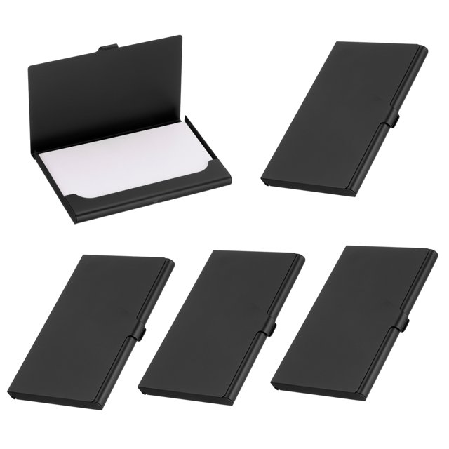 Business Card Holder, 5Pcs Aluminum Metal Card Case Card Holder, Black