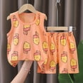 thumbnail image 2 of Emitonse Toddler Kid Girl Outfits Clothes Fashion Casual Girls Sleeveless Vest Shorts Set Comfortable Breathable Stylish Cartoon Girls Set Orange,12-18 Months, 2 of 5