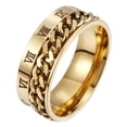 thumbnail image 1 of 1Pc Unisex Fashion Titanium Steel Ring Rotatable Ring Roman Numerals Ring, 1 of 8