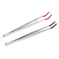 thumbnail image 3 of 2 PCS Tweezers Curved Bent Rubber Tip Tweezers Stainless Steel Crafts Tweezers for Lab Jewelry Making,1 * Double bend red plastic sleeve tweezers 1 * Single bend black plastic sleeve tweezers, 3 of 8