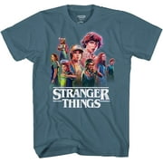 Netflix Mens Stranger Things Logo Shirt - Joyce Byers, Jim Hopper, Mike Wheeler & Eleven Tee Stranger Things T-Shirt Slate, Large