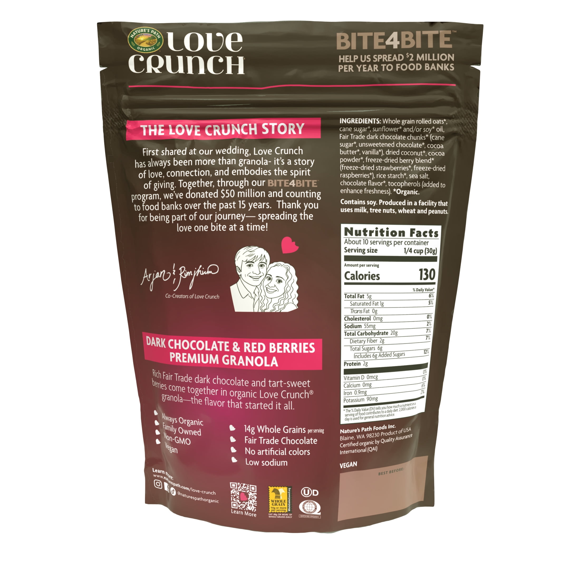 Love Crunch Organic Granola, Dark Chocolate & Red Berries, 11.5oz Pouch