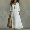 thumbnail image 2 of SAWOBUUN Womens Boho Embroidered Maxi Dress Long Sleeve V Neck Loose Fit Beach Vacation Summer Long Dress, 2 of 5