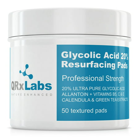 Glycolic Acid 20% Resurfacing Pads with Vitamins B5, C & E, Green Tea, Calendula, Allantoin - Exfoliates Surface Skin and Reduces Fine Lines and (Best Skin Resurfacing At Home)