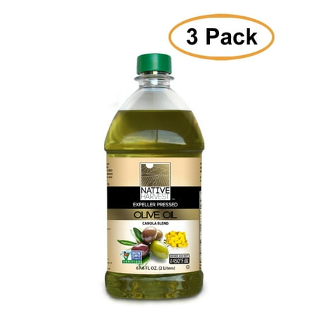 Native Harvest Expeller Pressed Non-GMO Olive/Canola Oil Blend, 2 Liters (67.6 FL OZ), 3 Pack