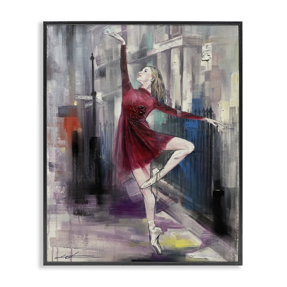 Stupell Industries Ballet on City Street People Painting Black Framed Art Print Wall Art, 11 x 14