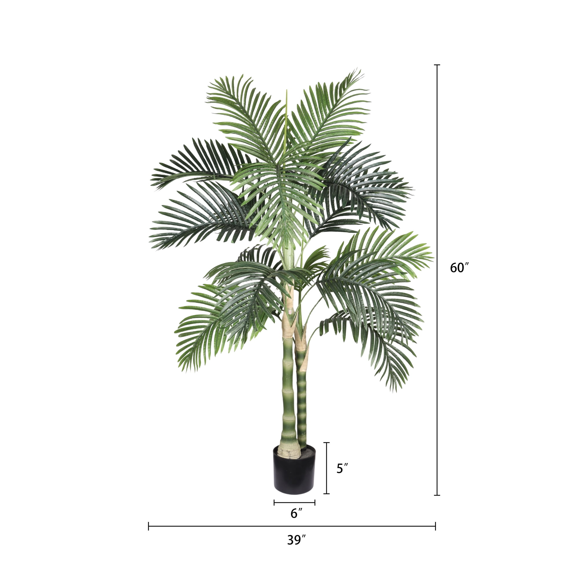 5FT Artificial Golden Cane Palm Tree,Tall Fake Potted Golden Cane Palm Tree,Faux Tree for Home Living Room Decor