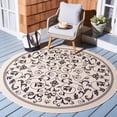 thumbnail image 2 of Safavieh Courtyard Nanda Botanical Indoor/Outdoor Area Rug, Sand/Black, 7'10" x 7'10" Round, 2 of 9