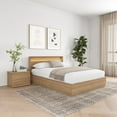 thumbnail image 3 of Hudson 3 Piece Queen Size Bedroom Set with Slatted Bedframe, Headboard with Integrated Light, 1 Nightstand, 3 of 7