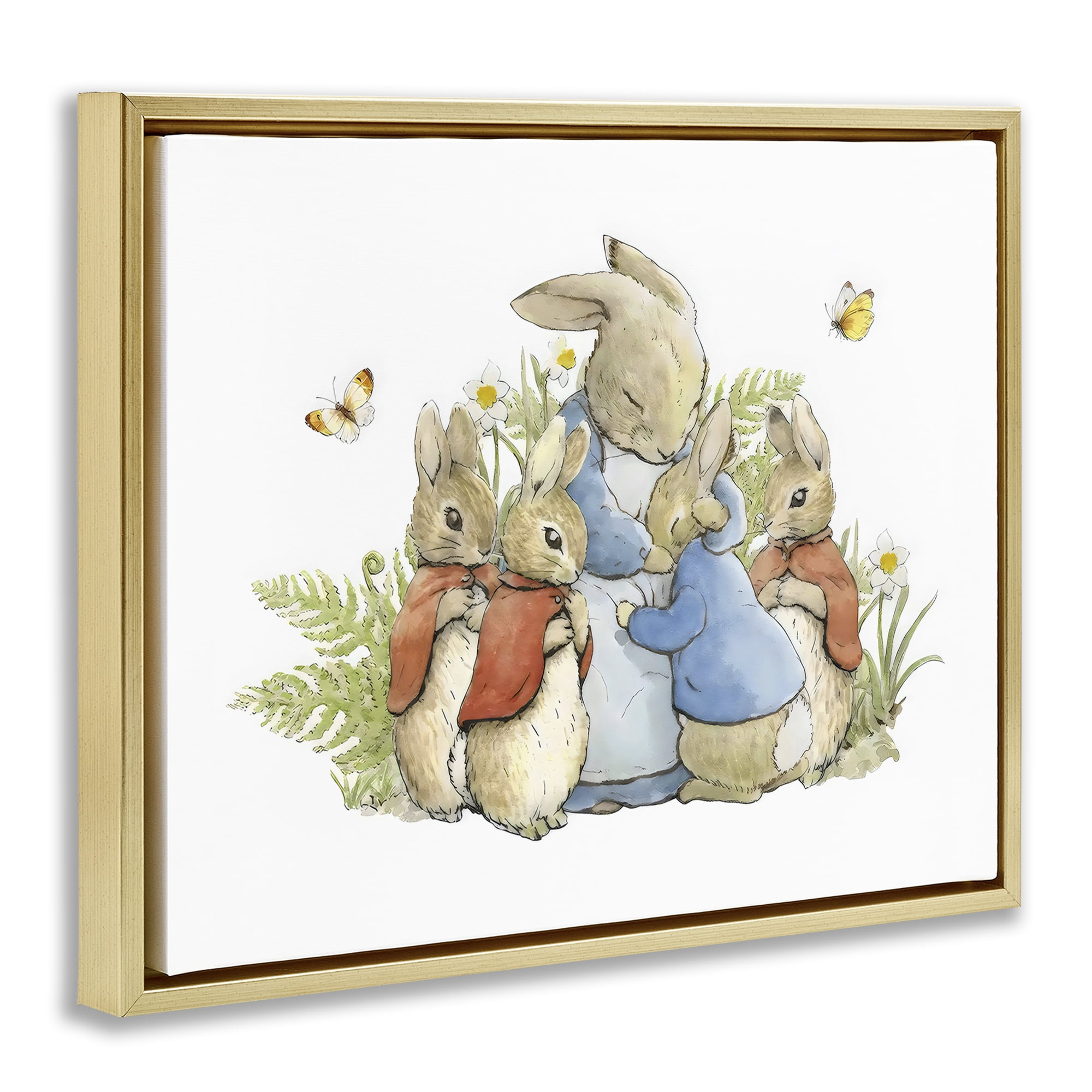 Stupell Industries Hugging Mother Rabbit Gold Framed Floater Canvas Wall Art, design by Arlington Prints