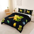 thumbnail image 3 of Erosebridal Kids Dinosaur Queen Duvet Cover Set for Boys Girls, Dino Letter X Bedding, Black Reversible 3-Piece, 1 Duvet Cover and 2 Pillowcases (No Comforter), 3 of 6