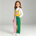 thumbnail image 4 of CPNG Girls and Boys Denim Overalls Color Blocked Casual Loose Fit Jeans Overalls with Adjustable Straps Kids Unisex Jumpsuit Bib Overalls, 4 of 5