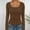 Brown, variant on Women's Basic Ribbed Knit Square Neck Long Sleeve T Shirt Fall Fashion Casual Stretch Fit Comfortable Top For Girls And Teens Women's Blouses